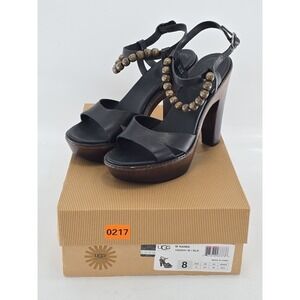 UGG Australia Naima Ombre Black Platform‎ Beaded Ankle Strap Sandals Sz 8